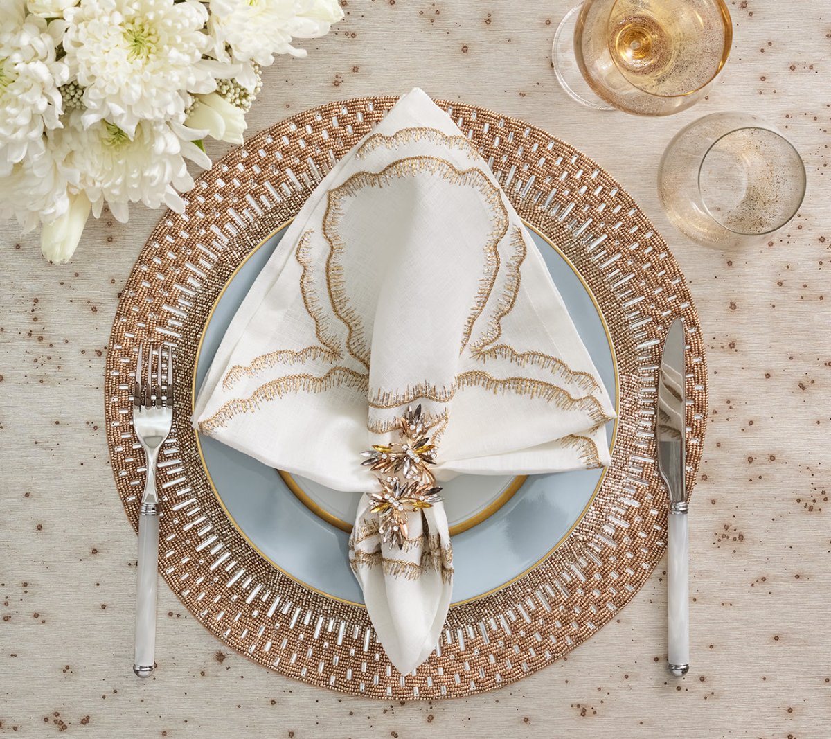 Palisade Placemat in Gold & Silver, Set of 2