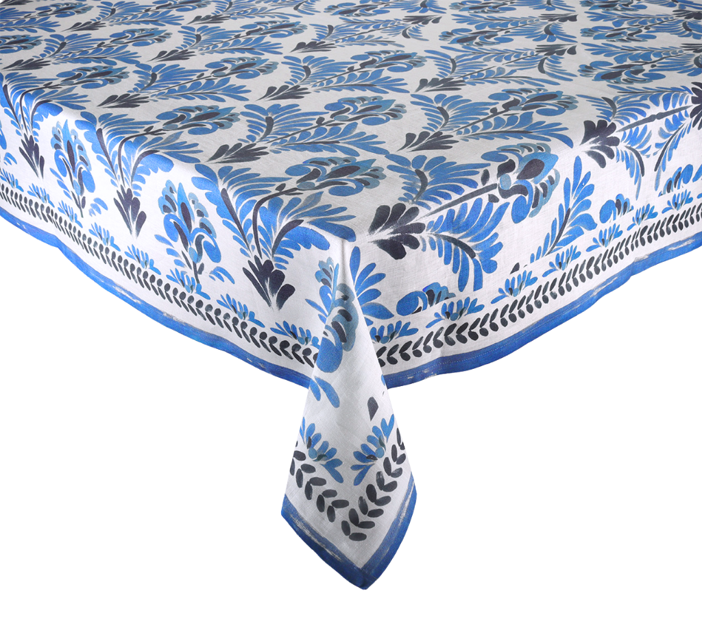 Botanica Tablecloth in Ivory & Navy