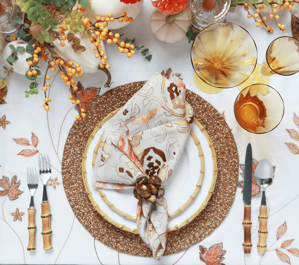 Maple Hues Tablecloth in White & Multi 54x126"