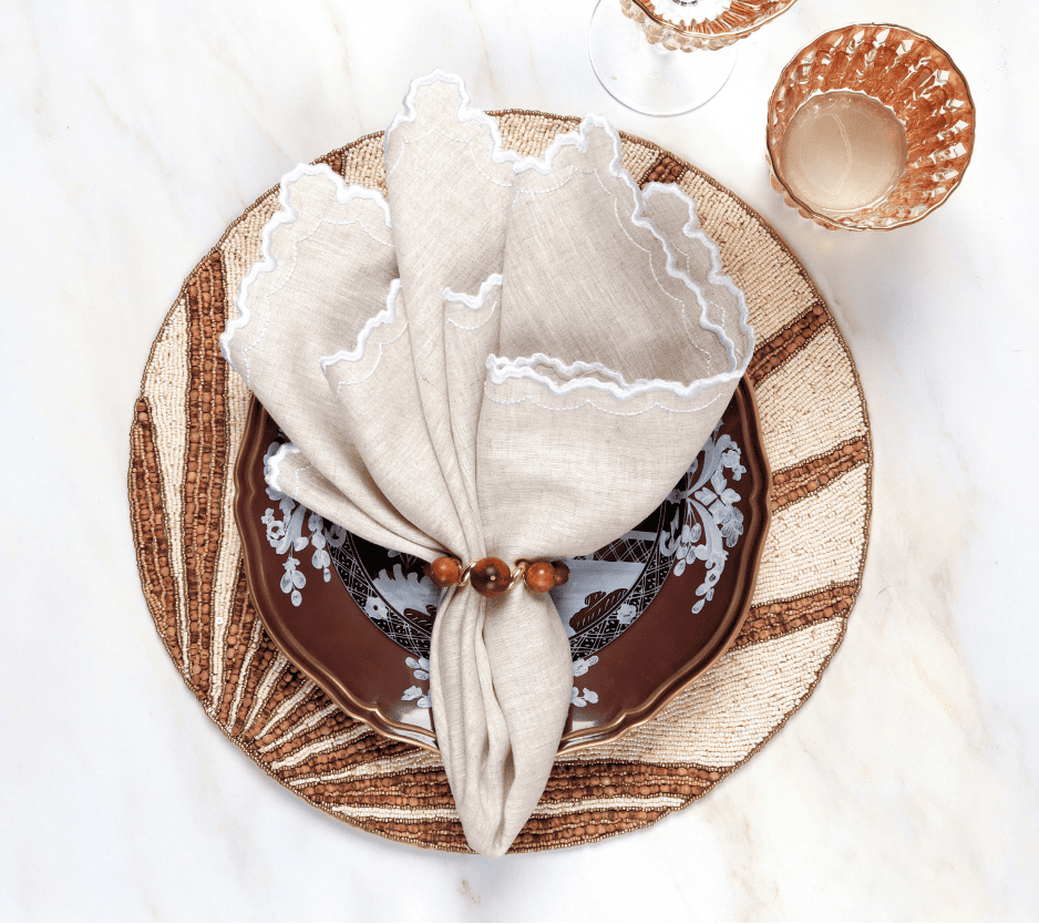 Bois Napkin Ring in Brown & Gold, Set of 4