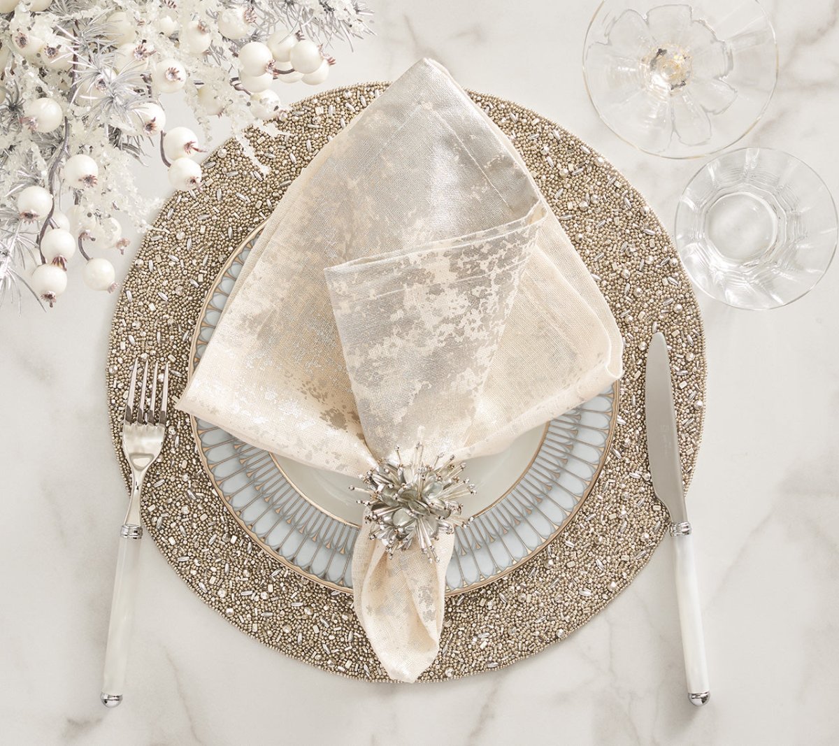 Starburst Napkin Ring in Silver, Set of 4
