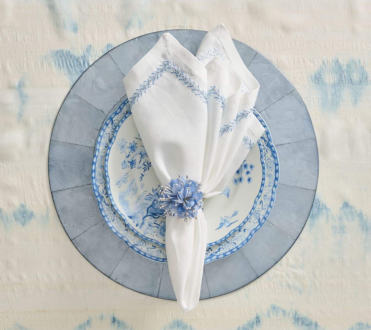 Round Capiz Placemat in Periwinkle, Set of 4