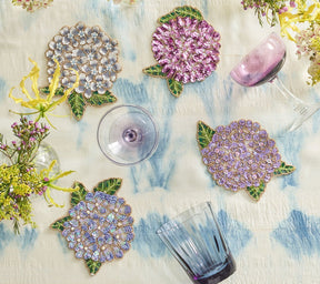 Kim Seybert Luxury Hydrangea Drink Coasters in Multi in a Gift Bag