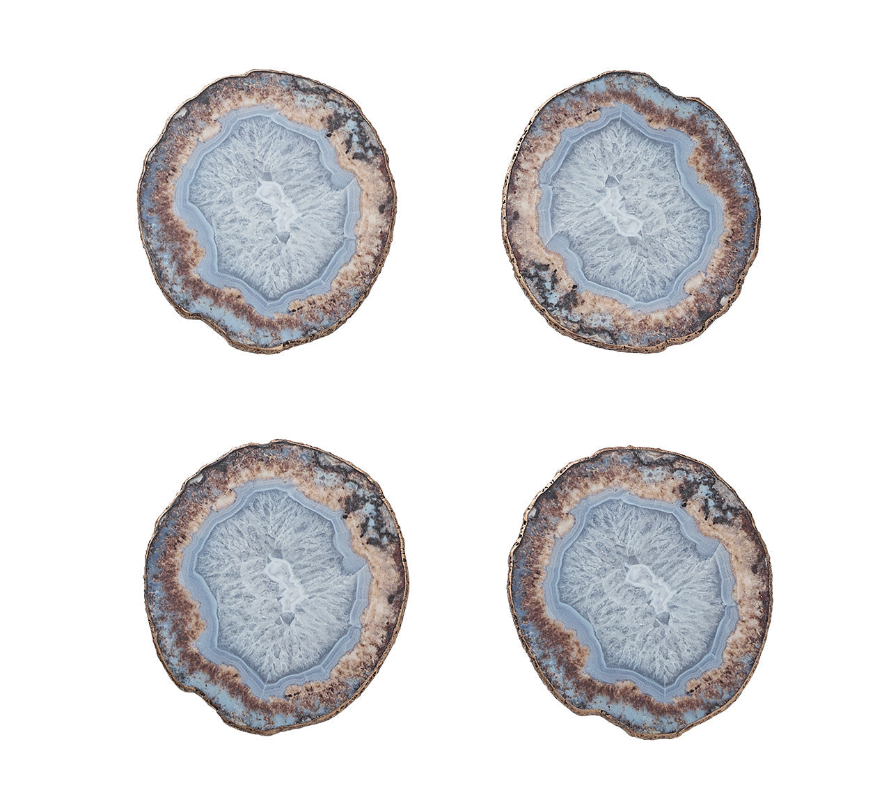 Blue Pattern Coasters Set Of 4 Ceramic Square Mediterranean Assorted Drinks Mat