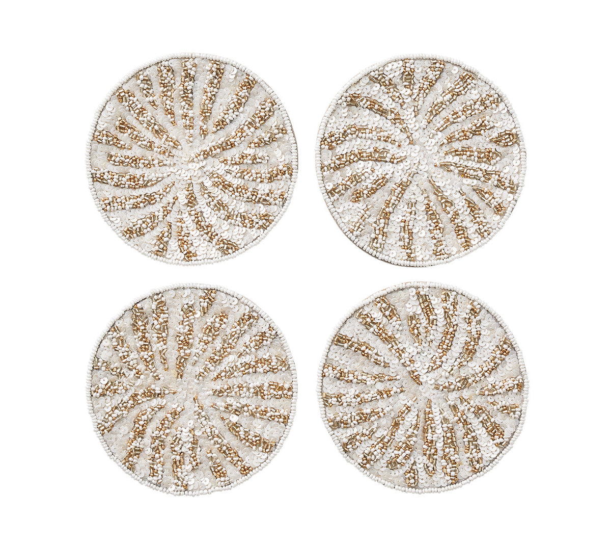 Beaded Fireworks Coaster in metallic gold and silver
