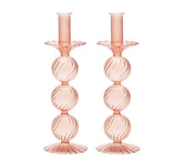 Set of two Iris Tall Candle Holders in blush 