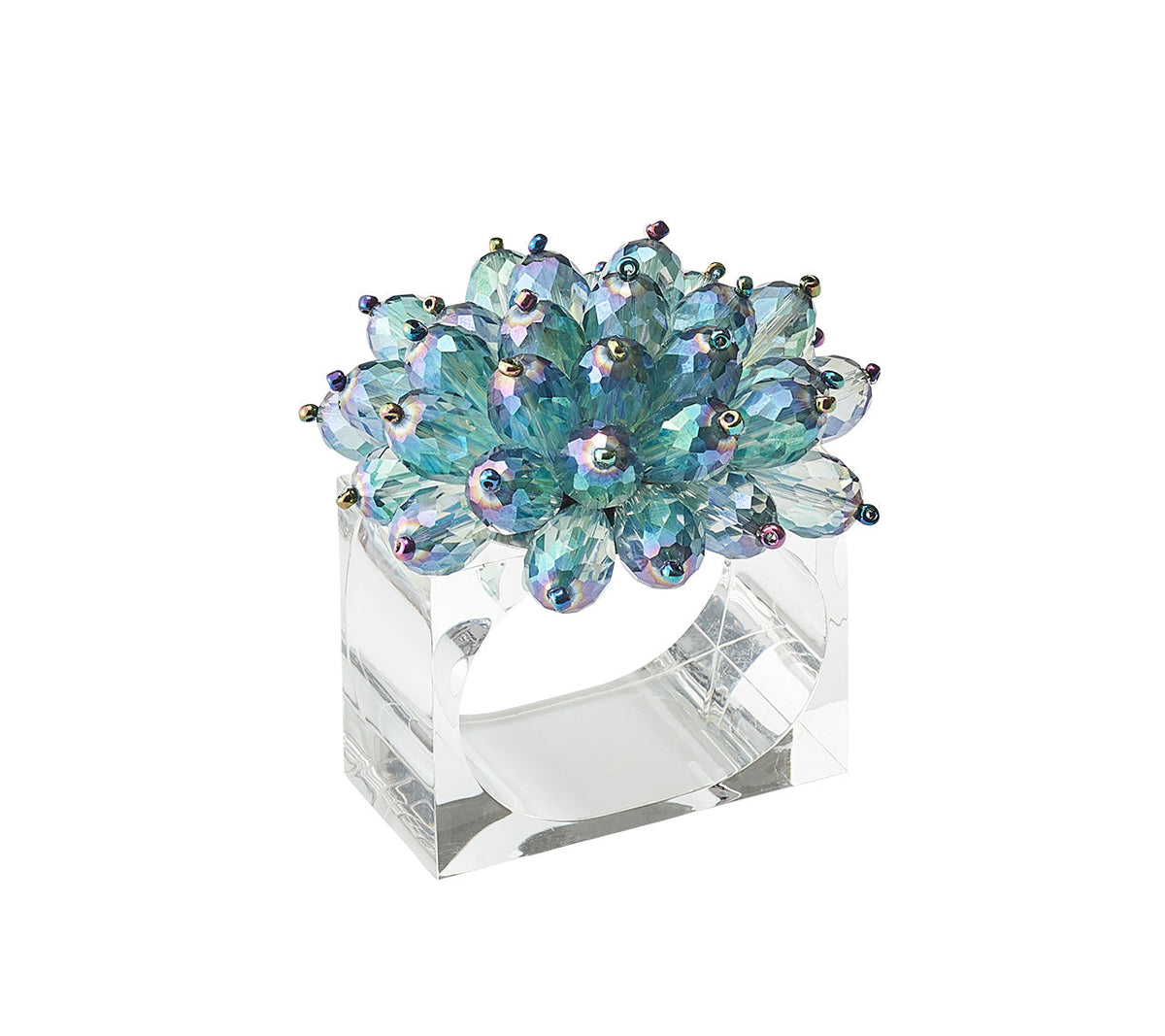 Kim Seybert Luxury Zinnia Napkin Ring in Blue & Green