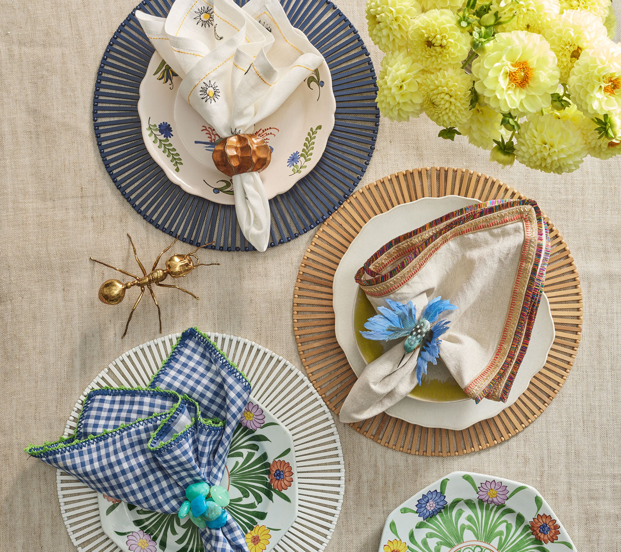 Kim Seybert's Bamboo Spoke Placemat in White, Navy or Natural