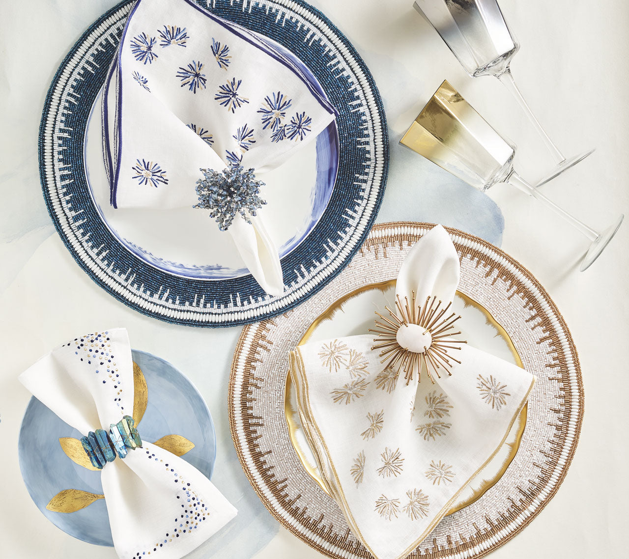 Kim Seybert's round beaded Enamor Placemats are an Elegant addition to your table setting.