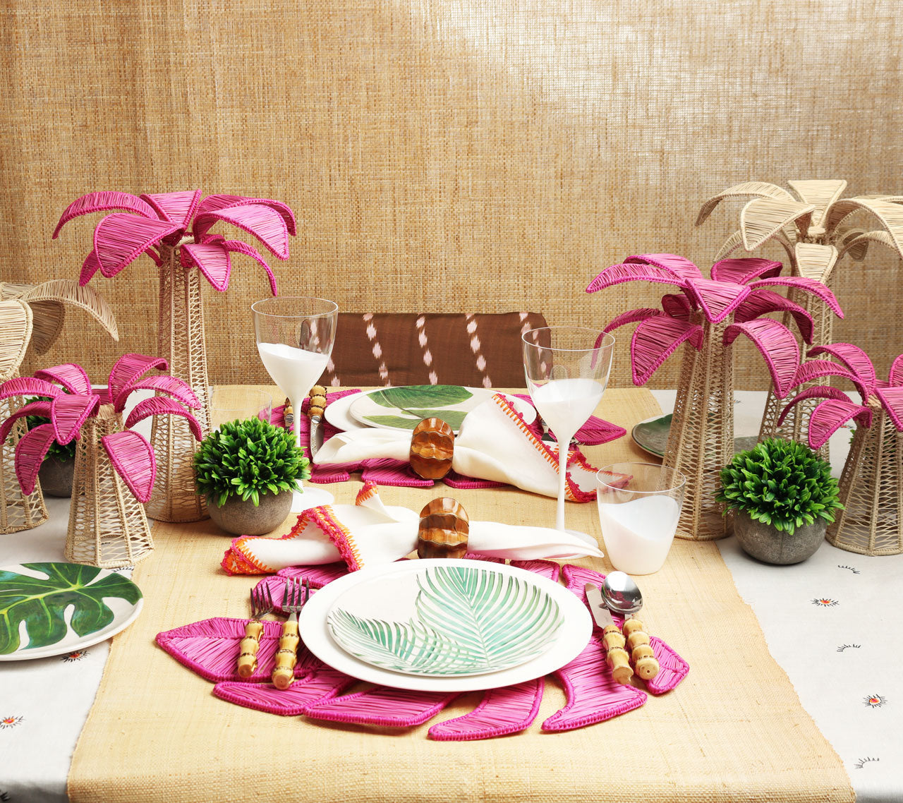 Kim Seybert's Boho Bliss Palm Leaf Placemats and Palm Tree Table Decor