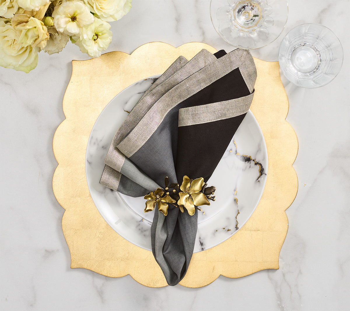Dip Dye Napkin in Gray & Black, Set of 4