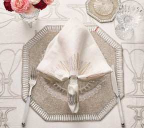 Kim Seybert, Inc.Massena Napkin in White, Gold & Silver, Set of 4 in a Gift BoxNapkins