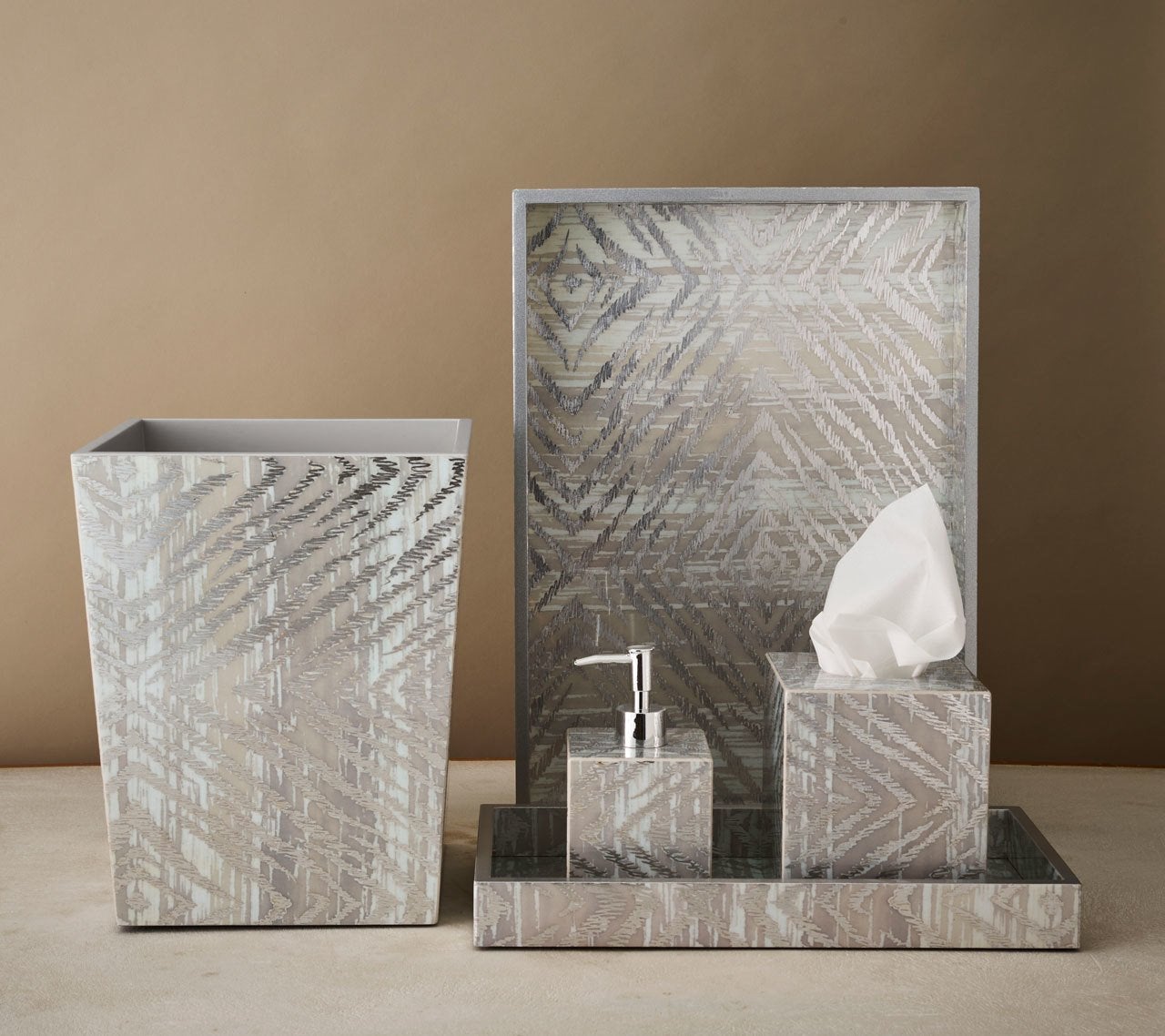 Kim Seybert Luxury Zebra Tissue Box in Gray & Silver