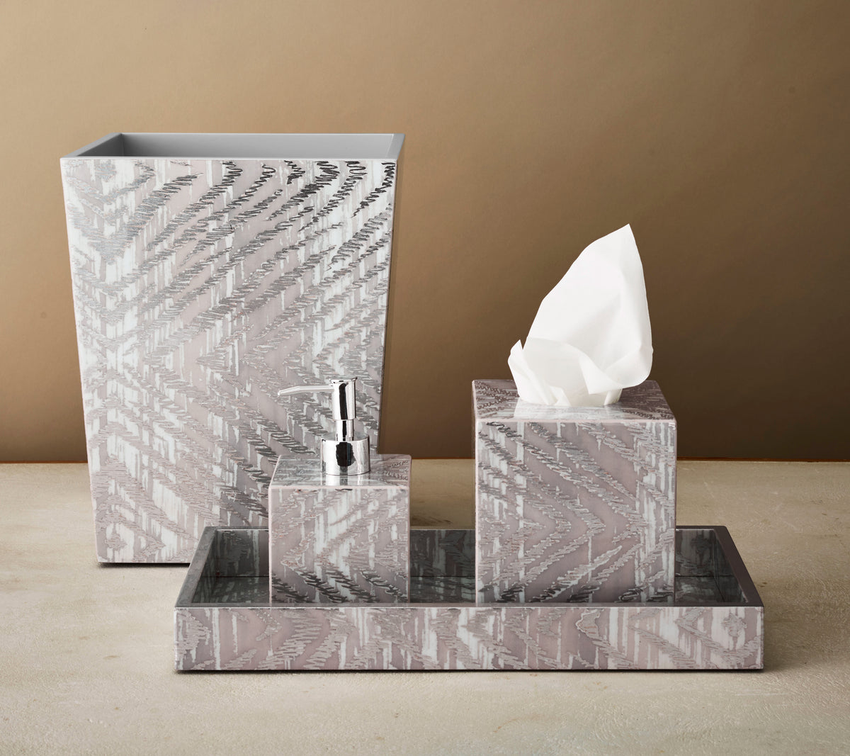 Zebra Tissue Box in Gray & Silver