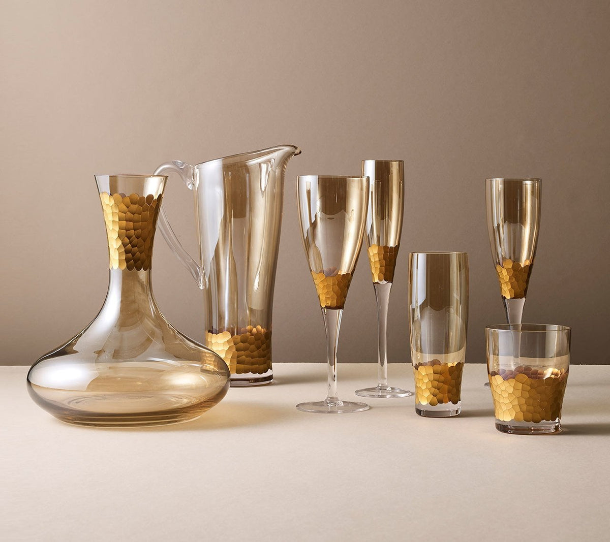 Paillette White Wine Glass in Gold, Set of 4