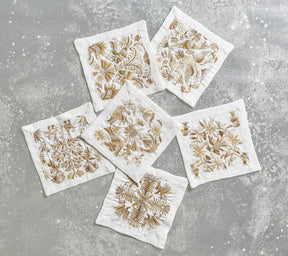 Kim Seybert, Inc.Otomi Cocktail Napkins in Gold & Silver, Set of 6 in Gift BoxCocktail Napkins