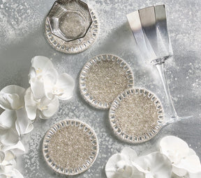 Kim Seybert, Inc.Bevel Coasters in Silver & Crystal, Set of 4 in a Gift BagDrink Coasters