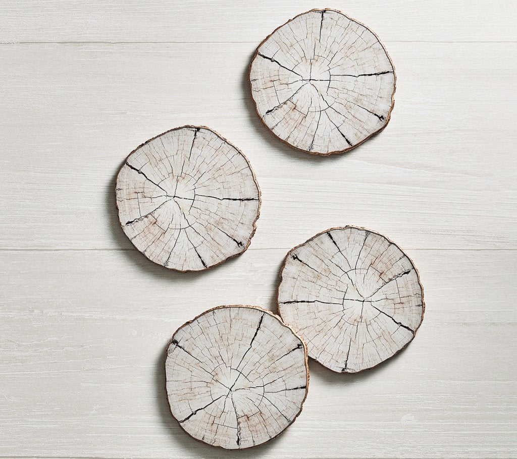 Kim Seybert, Inc.Birch Coasters in Ivory & Natural, Set of 4 in a Gift BoxDrink Coasters