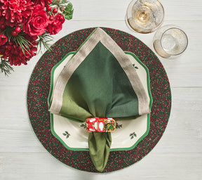 Vermicelli Placemat in Red, Green & Gold, Set of 4