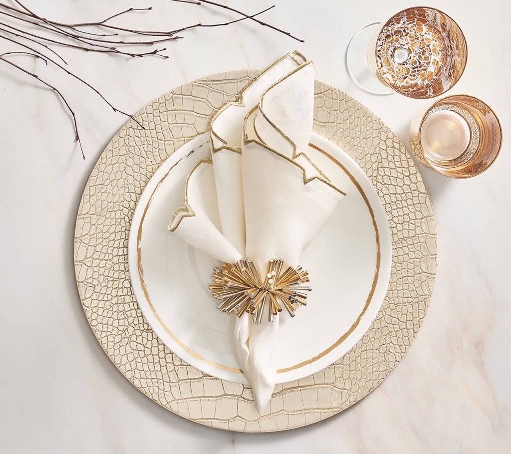 Kim Seybert, Inc.Croco Placemat in Gold, Set of 4Placemats