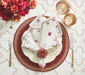 Kim Seybert, Inc.Fez Napkin in White, Red & Gold, Set of 4