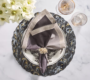 Kim Seybert Luxury Marbled Placemat in Black, Gold & White