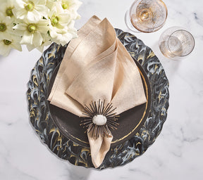 Sample: Marbled Placemat in Black, Gold & White, Set of 4