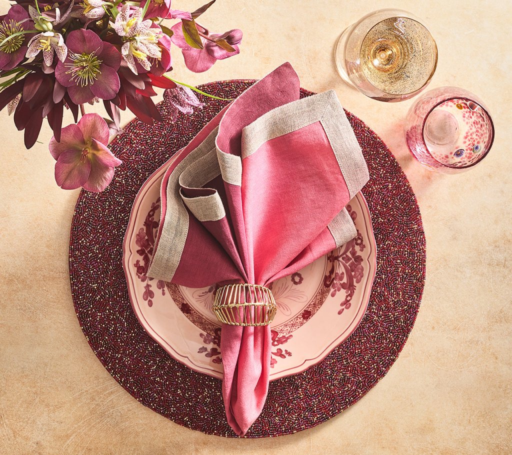 Kim Seybert, Inc.Vermicelli Placemat in Berry & Gold, Set of 4
