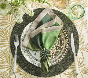Zinnia Napkin Ring in Olive & Green, Set of 4