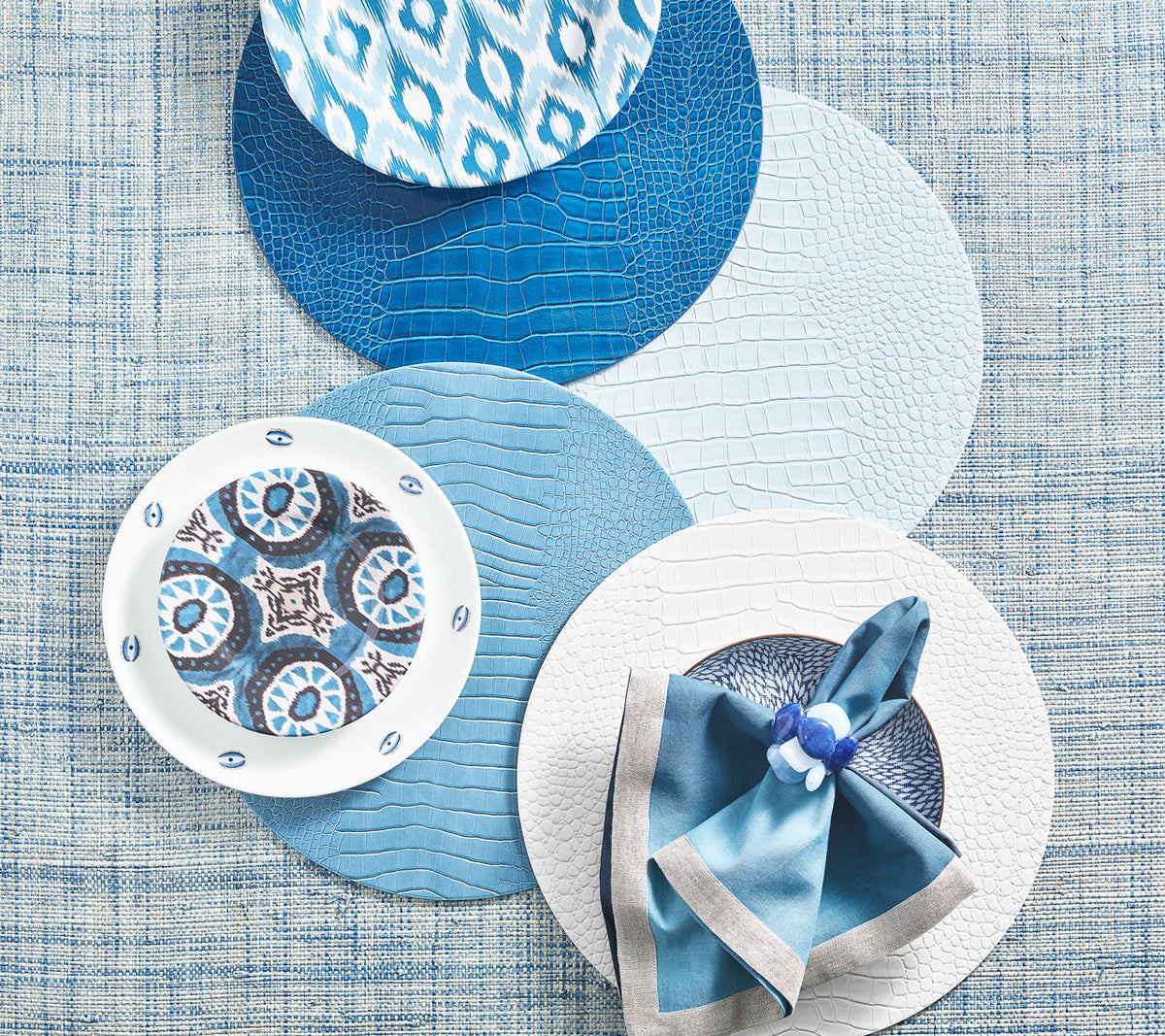 Croco Placemat in Sky Blue, Set of 4