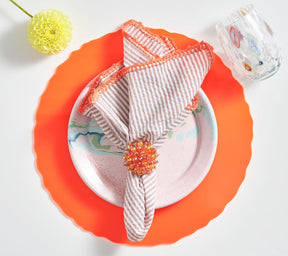 Kim Seybert, Inc.Seersucker Napkin in Natural & Orange, Set of 4Napkins