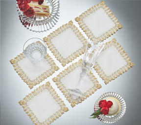 Kim Seybert, Inc.Etoile Cocktail Napkins in White, Gold & Silver, Set of 6 in a Gift BoxCocktail Napkins