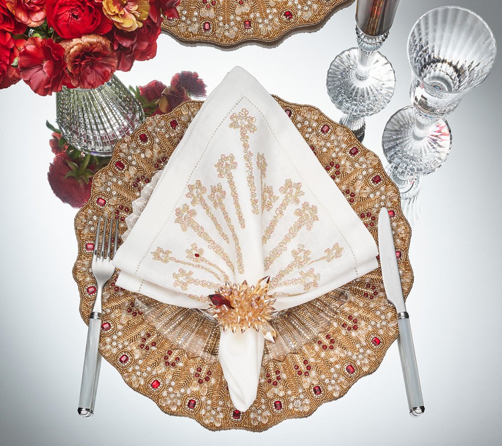 Kim Seybert, Inc.Lumiere Placemat in Champagne & Crystal, Set of 2 in a Gift BoxPlacemats
