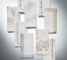 Baccarat x Kim Seybert Luxury Etoile Napkin in White & Silver