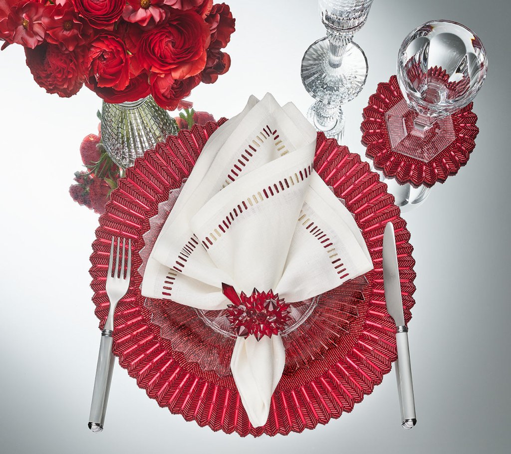 Kim Seybert, Inc.Etoile Placemat in Red, Set of 2 in a Gift BoxPlacemats