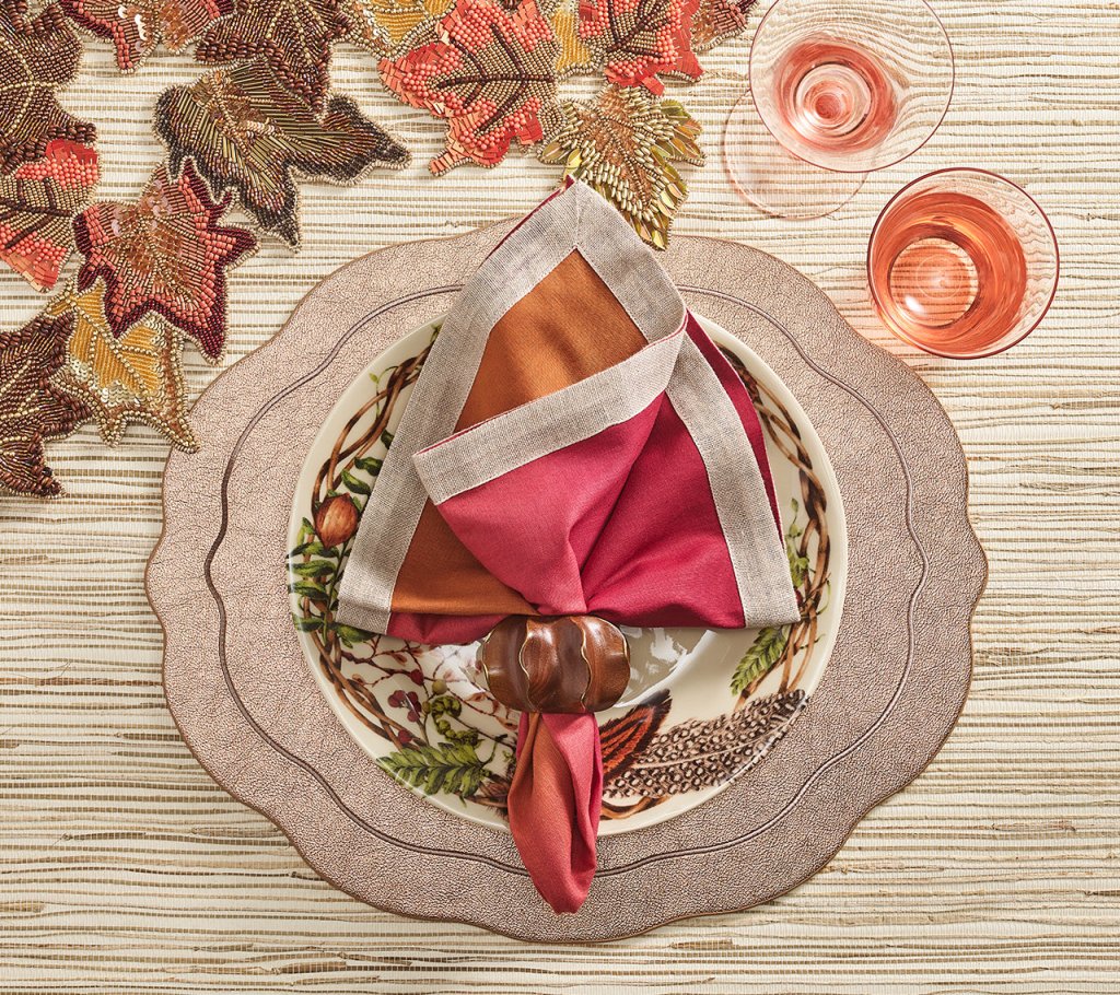 Kim Seybert, Inc.Dip Dye Napkin in Cranberry & Orange, Set of 4Napkins