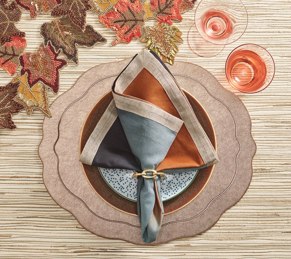 Kim Seybert, Inc.Dip Dye Napkin in Midnight & Copper, Set of 4Napkins