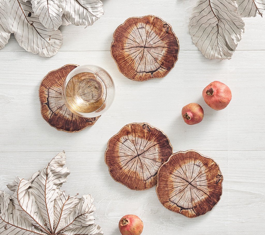 Cedar Coasters in Brown, Set of 4 in a Gift Box
