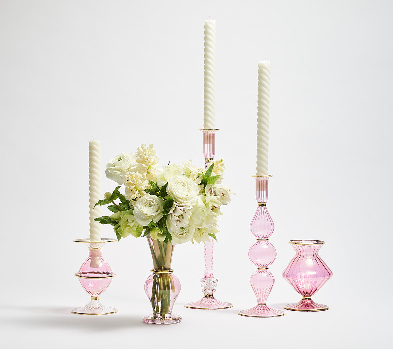 Kim Seybert Luxury Blossom Candle Holder in Pink