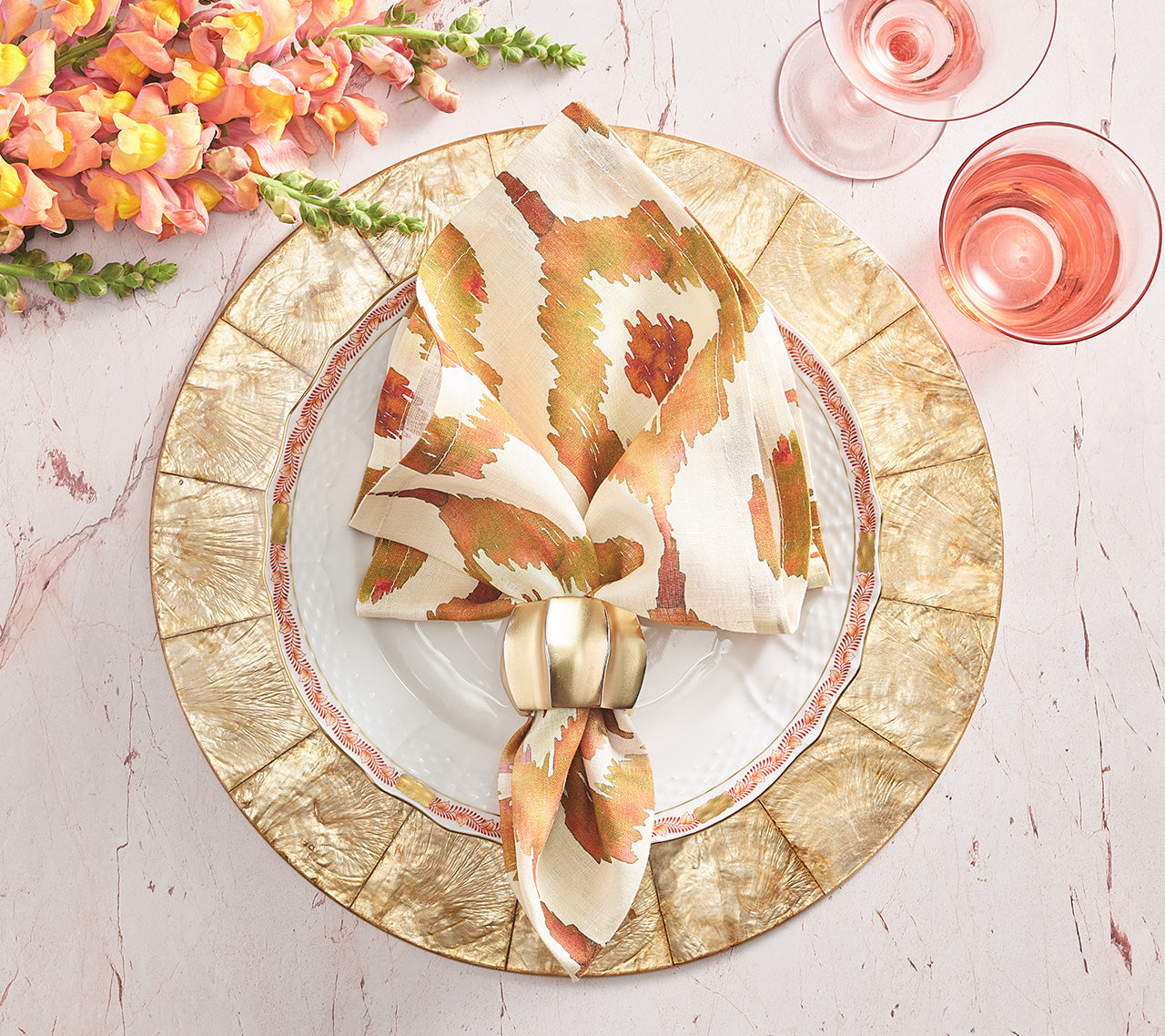 Round Capiz Placemat in Champagne, Set of 4