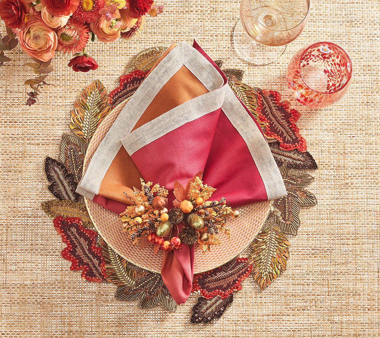 Fall Frolic Placemat in Rust, Set of 2