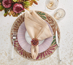 Kim Seybert, Inc.Metallic Linen Napkin in Natural & Gold, Set of 4Napkins