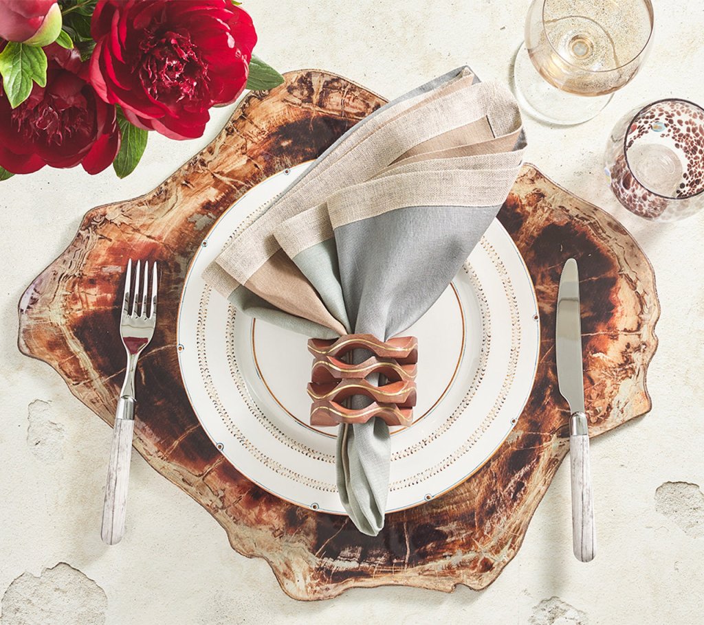 Kim Seybert, Inc.Dip Dye Napkin in Beige, Taupe & Gray, Set of 4Napkins