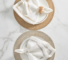 Vermicelli Placemat in Champagne, Set of 4
