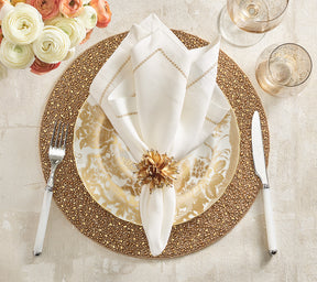 Kim Seybert Luxury Star Napkin in White & Gold