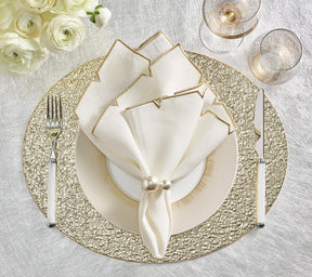 Kim Seybert Luxury Divot Napkin in White & Gold