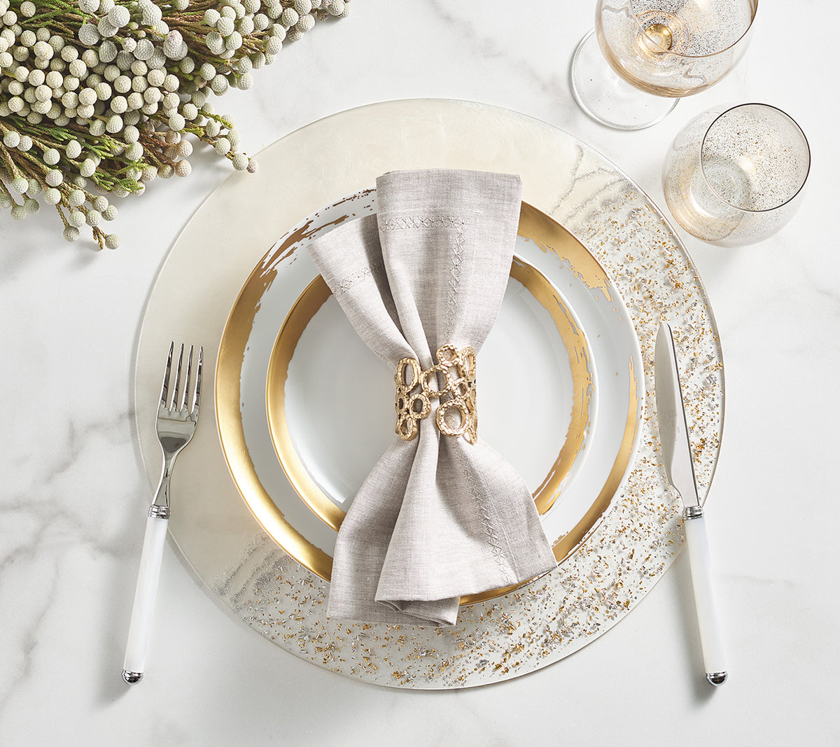 Milky Way Placemat in Ivory & Gold, Set of 4