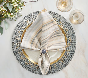 Kim Seybert Luxury Marbled Napkin in Beige, Taupe & Gray