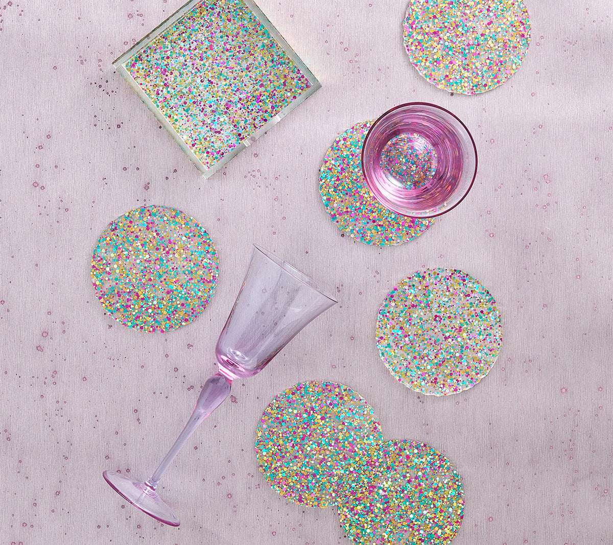 Prism Coasters in Multi, Set of 4 in a Caddy