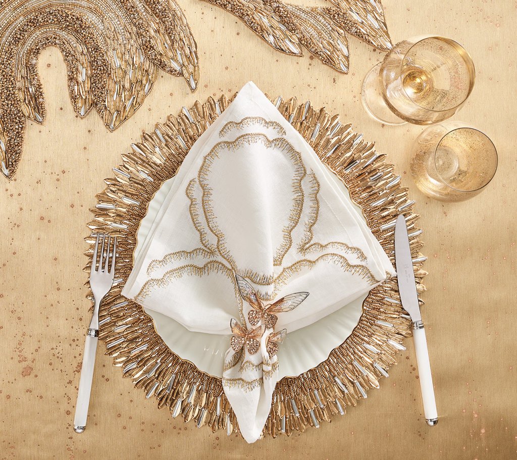 Ray Placemat in Gold & Crystal, Set of 2